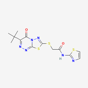 2-({3-Tert-butyl-4-oxo-4H-[1,3,4]thiadiazolo[2,3-C][1,2,4]triazin-7-YL}sulfanyl)-N-(1,3-thiazol-2-YL)acetamide