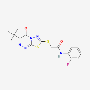 2-({3-Tert-butyl-4-oxo-4H-[1,3,4]thiadiazolo[2,3-C][1,2,4]triazin-7-YL}sulfanyl)-N-(2-fluorophenyl)acetamide