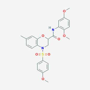 N-(2,5-dimethoxyphenyl)-4-[(4-methoxyphenyl)sulfonyl]-7-methyl-3,4-dihydro-2H-1,4-benzoxazine-2-carboxamide