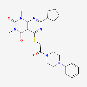 7-cyclopentyl-1,3-dimethyl-5-((2-oxo-2-(4-phenylpiperazin-1-yl)ethyl)thio)pyrimido[4,5-d]pyrimidine-2,4(1H,3H)-dione