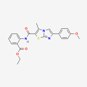 Ethyl 2-(6-(4-methoxyphenyl)-3-methylimidazo[2,1-b]thiazole-2-carboxamido)benzoate