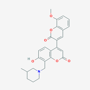 molecular formula C26H25NO6 B14971767 7'-hydroxy-8-methoxy-8'-[(3-methylpiperidin-1-yl)methyl]-2H,2'H-3,4'-bichromene-2,2'-dione 