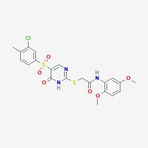 molecular formula C21H20ClN3O6S2 B14971769 2-((5-((3-chloro-4-methylphenyl)sulfonyl)-6-oxo-1,6-dihydropyrimidin-2-yl)thio)-N-(2,5-dimethoxyphenyl)acetamide 