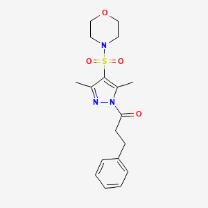 1-(3,5-dimethyl-4-(morpholinosulfonyl)-1H-pyrazol-1-yl)-3-phenylpropan-1-one