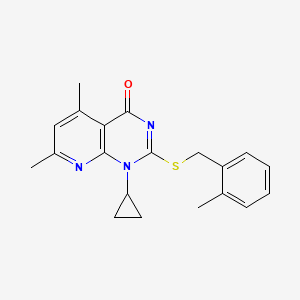 molecular formula C20H21N3OS B14971808 1-cyclopropyl-5,7-dimethyl-2-[(2-methylbenzyl)sulfanyl]pyrido[2,3-d]pyrimidin-4(1H)-one 