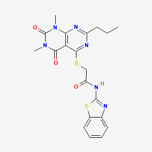 N-(benzo[d]thiazol-2-yl)-2-((6,8-dimethyl-5,7-dioxo-2-propyl-5,6,7,8-tetrahydropyrimido[4,5-d]pyrimidin-4-yl)thio)acetamide