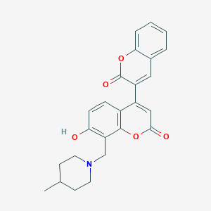 molecular formula C25H23NO5 B14971834 7'-hydroxy-8'-[(4-methylpiperidin-1-yl)methyl]-2H,2'H-3,4'-bichromene-2,2'-dione 