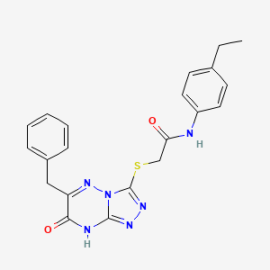 molecular formula C21H20N6O2S B14971874 2-[(6-benzyl-7-oxo-7,8-dihydro[1,2,4]triazolo[4,3-b][1,2,4]triazin-3-yl)sulfanyl]-N-(4-ethylphenyl)acetamide 