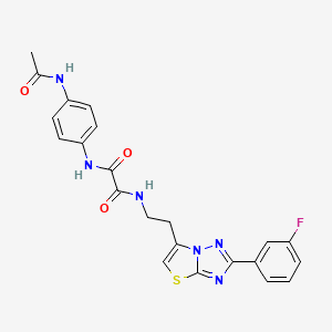 molecular formula C22H19FN6O3S B14971910 N1-(4-acetamidophenyl)-N2-(2-(2-(3-fluorophenyl)thiazolo[3,2-b][1,2,4]triazol-6-yl)ethyl)oxalamide 