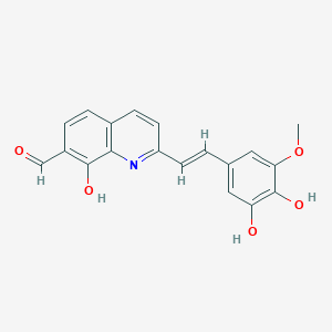 (E)-2-(3,4-dihydroxy-5-methoxystyryl)-8-hydroxyquinoline-7-carbaldehyde