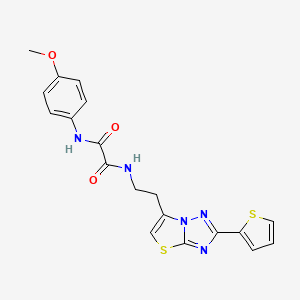 molecular formula C19H17N5O3S2 B14971984 N1-(4-methoxyphenyl)-N2-(2-(2-(thiophen-2-yl)thiazolo[3,2-b][1,2,4]triazol-6-yl)ethyl)oxalamide 