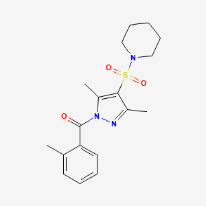 molecular formula C18H23N3O3S B14972022 (3,5-dimethyl-4-(piperidin-1-ylsulfonyl)-1H-pyrazol-1-yl)(o-tolyl)methanone 