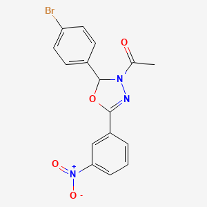 1-[2-(4-bromophenyl)-5-(3-nitrophenyl)-2H-1,3,4-oxadiazol-3-yl]ethanone