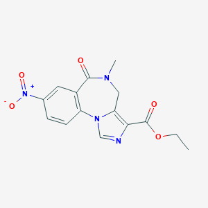 molecular formula C15H14N4O5 B149721 Ethyl 5-methyl-8-nitro-6-oxo-5,6-dihydro-4H-benzo[f]imidazo[1,5-a][1,4]diazepine-3-carboxylate CAS No. 84377-97-9