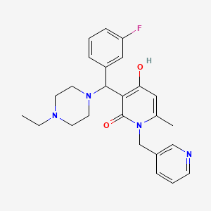 molecular formula C25H29FN4O2 B14972117 3-((4-ethylpiperazin-1-yl)(3-fluorophenyl)methyl)-4-hydroxy-6-methyl-1-(pyridin-3-ylmethyl)pyridin-2(1H)-one 