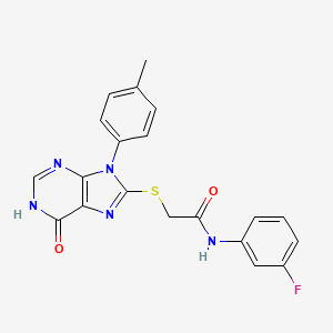 N-(3-fluorophenyl)-2-{[9-(4-methylphenyl)-6-oxo-6,9-dihydro-1H-purin-8-yl]sulfanyl}acetamide