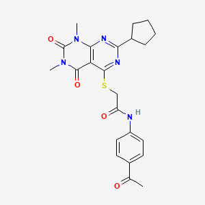 N-(4-acetylphenyl)-2-((2-cyclopentyl-6,8-dimethyl-5,7-dioxo-5,6,7,8-tetrahydropyrimido[4,5-d]pyrimidin-4-yl)thio)acetamide