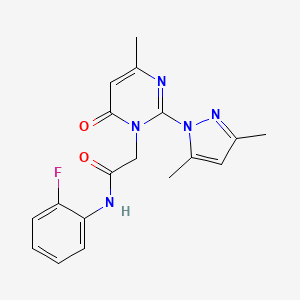 2-(2-(3,5-dimethyl-1H-pyrazol-1-yl)-4-methyl-6-oxopyrimidin-1(6H)-yl)-N-(2-fluorophenyl)acetamide