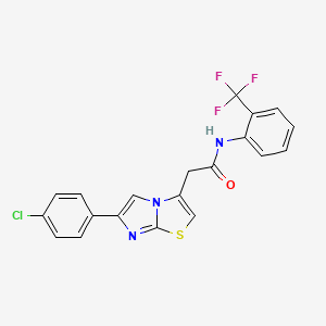 2-[6-(4-chlorophenyl)imidazo[2,1-b][1,3]thiazol-3-yl]-N-[2-(trifluoromethyl)phenyl]acetamide