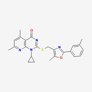 1-cyclopropyl-5,7-dimethyl-2-({[5-methyl-2-(3-methylphenyl)-1,3-oxazol-4-yl]methyl}sulfanyl)pyrido[2,3-d]pyrimidin-4(1H)-one