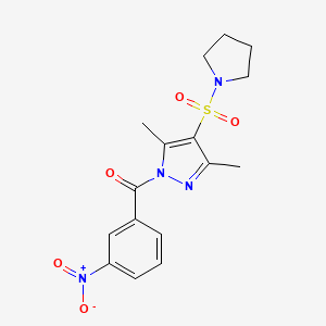 (3,5-dimethyl-4-(pyrrolidin-1-ylsulfonyl)-1H-pyrazol-1-yl)(3-nitrophenyl)methanone