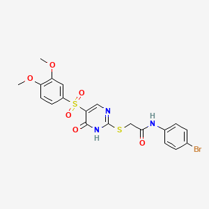 N-(4-bromophenyl)-2-({5-[(3,4-dimethoxyphenyl)sulfonyl]-6-oxo-1,6-dihydropyrimidin-2-yl}sulfanyl)acetamide