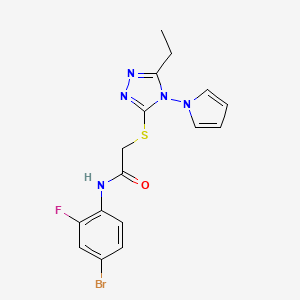 N-(4-bromo-2-fluorophenyl)-2-{[5-ethyl-4-(1H-pyrrol-1-yl)-4H-1,2,4-triazol-3-yl]sulfanyl}acetamide