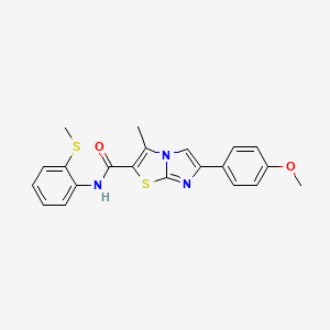 molecular formula C21H19N3O2S2 B14972687 6-(4-methoxyphenyl)-3-methyl-N-(2-(methylthio)phenyl)imidazo[2,1-b]thiazole-2-carboxamide 