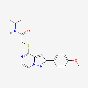 2-{[2-(4-methoxyphenyl)pyrazolo[1,5-a]pyrazin-4-yl]sulfanyl}-N-(propan-2-yl)acetamide