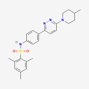 molecular formula C25H30N4O2S B14972803 2,4,6-trimethyl-N-(4-(6-(4-methylpiperidin-1-yl)pyridazin-3-yl)phenyl)benzenesulfonamide 