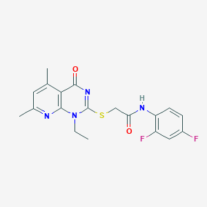 molecular formula C19H18F2N4O2S B14972816 N-(2,4-difluorophenyl)-2-[(1-ethyl-5,7-dimethyl-4-oxo-1,4-dihydropyrido[2,3-d]pyrimidin-2-yl)sulfanyl]acetamide 