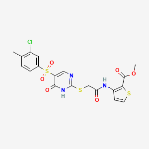 molecular formula C19H16ClN3O6S3 B14972886 Methyl 3-{[({5-[(3-chloro-4-methylphenyl)sulfonyl]-6-oxo-1,6-dihydropyrimidin-2-yl}sulfanyl)acetyl]amino}thiophene-2-carboxylate 