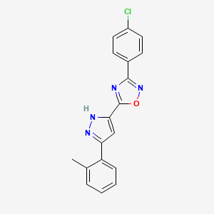 3-(4-chlorophenyl)-5-[3-(2-methylphenyl)-1H-pyrazol-5-yl]-1,2,4-oxadiazole