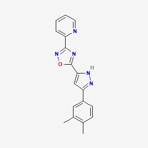 2-{5-[3-(3,4-dimethylphenyl)-1H-pyrazol-5-yl]-1,2,4-oxadiazol-3-yl}pyridine