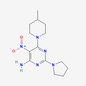 6-(4-Methylpiperidin-1-yl)-5-nitro-2-(pyrrolidin-1-yl)pyrimidin-4-amine