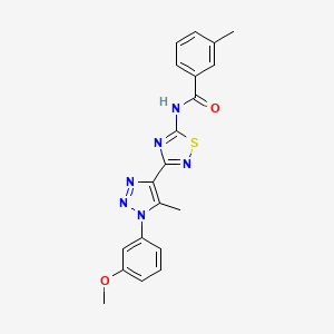 molecular formula C20H18N6O2S B14972938 N-{3-[1-(3-methoxyphenyl)-5-methyl-1H-1,2,3-triazol-4-yl]-1,2,4-thiadiazol-5-yl}-3-methylbenzamide 