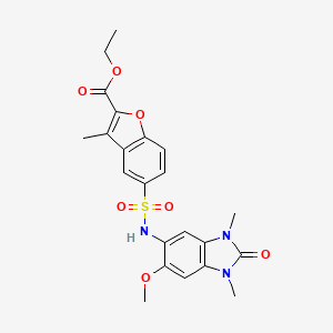 Ethyl 5-(N-(6-methoxy-1,3-dimethyl-2-oxo-2,3-dihydro-1H-benzo[d]imidazol-5-yl)sulfamoyl)-3-methylbenzofuran-2-carboxylate