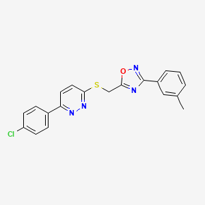 3-(4-Chlorophenyl)-6-({[3-(3-methylphenyl)-1,2,4-oxadiazol-5-yl]methyl}sulfanyl)pyridazine