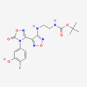 molecular formula C17H19FN6O6 B1497322 tert-butyl N-[2-({4-[4-(4-fluoro-3-hydroxyphenyl)-5-oxo-4,5-dihydro-1,2,4-oxadiazol-3-yl]-1,2,5-oxadiazol-3-yl}amino)ethyl]carbamate 