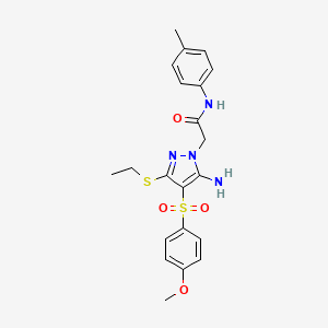 molecular formula C21H24N4O4S2 B14973243 2-(5-amino-3-(ethylthio)-4-((4-methoxyphenyl)sulfonyl)-1H-pyrazol-1-yl)-N-(p-tolyl)acetamide 