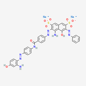 molecular formula C35H25N9Na2O9S2 B1497333 2,7-Naphthalenedisulfonic acid, 4-amino-3-[2-[4-[[[4-[2-(2-amino-4-hydroxyphenyl)diazenyl]phenyl]amino]carbonyl]phenyl]diazenyl]-5-hydroxy-6-(2-phenyldiazenyl)-, sodium salt (1:2) CAS No. 43151-71-9