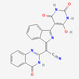 2-Quinazolineacetonitrile, alpha-(2,3-dihydro-3-(tetrahydro-2,4,6-trioxo-5(2H)-pyrimidinylidene)-1H-isoindol-1-ylidene)-1,4-dihydro-4-oxo-
