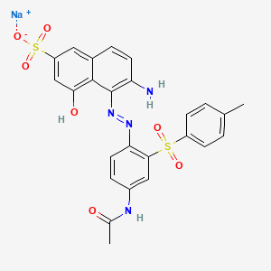 Sodium 5-((4-acetamido-2-((p-tolyl)sulphonyl)phenyl)azo)-6-amino-4-hydroxynaphthalene-2-sulphonate