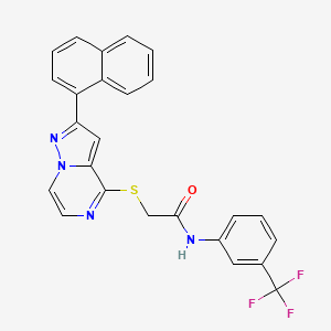 2-{[2-(naphthalen-1-yl)pyrazolo[1,5-a]pyrazin-4-yl]sulfanyl}-N-[3-(trifluoromethyl)phenyl]acetamide