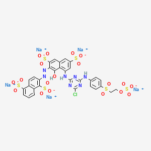 1,5-Naphthalenedisulfonic acid, 2-[2-[8-[[4-chloro-6-[[4-[[2-(sulfooxy)ethyl]sulfonyl]phenyl]amino]-1,3,5-triazin-2-yl]amino]-1-hydroxy-3,6-disulfo-2-naphthalenyl]diazenyl]-, sodium salt (1:5)