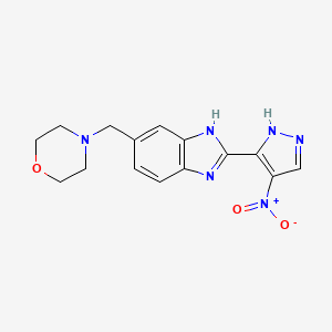 molecular formula C15H16N6O3 B1497390 4-((2-(4-Nitro-1H-pyrazol-3-yl)-1H-benzo[d]imidazol-5-yl)methyl)morpholine CAS No. 825619-29-2