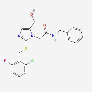 N-benzyl-2-(2-{[(2-chloro-6-fluorophenyl)methyl]sulfanyl}-5-(hydroxymethyl)-1H-imidazol-1-yl)acetamide