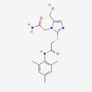 2-((1-(2-amino-2-oxoethyl)-5-(hydroxymethyl)-1H-imidazol-2-yl)thio)-N-mesitylacetamide