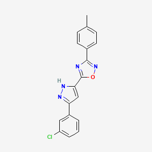 molecular formula C18H13ClN4O B14974060 5-[3-(3-chlorophenyl)-1H-pyrazol-5-yl]-3-(4-methylphenyl)-1,2,4-oxadiazole 