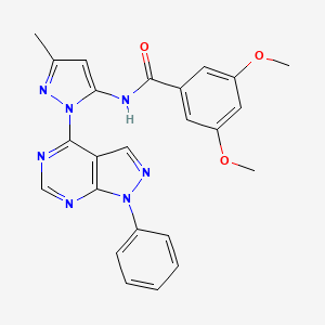 3,5-dimethoxy-N-(3-methyl-1-{1-phenyl-1H-pyrazolo[3,4-d]pyrimidin-4-yl}-1H-pyrazol-5-yl)benzamide